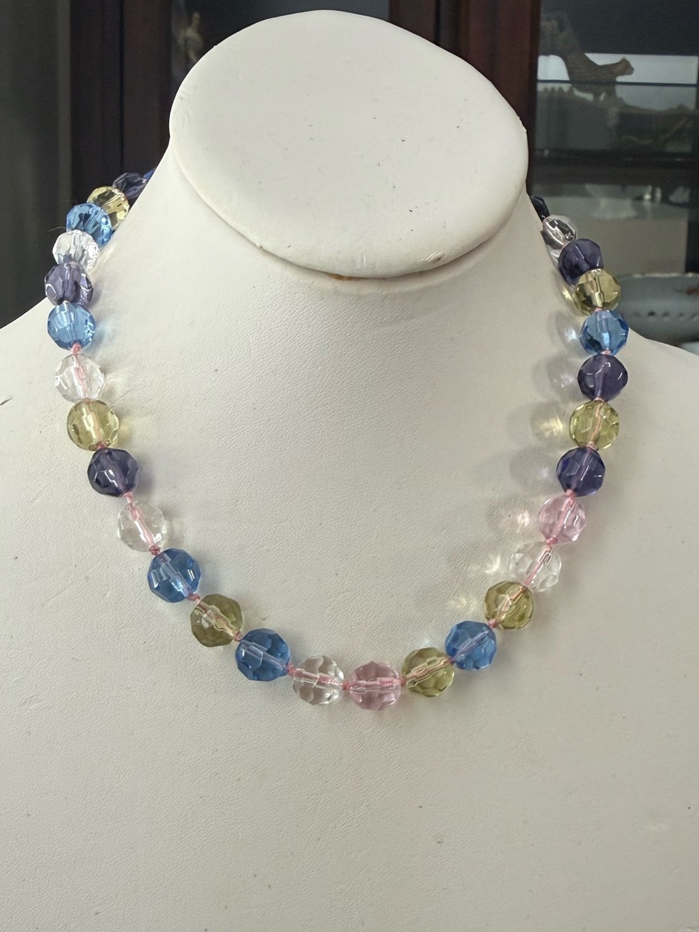 Multicolor Faceted Glass 10mm Bead Necklace